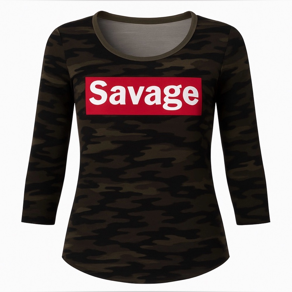 Rebel Sugar Camo ‘Savage’ (3/4 Length Sleeves) T-Shirt Sz Sm